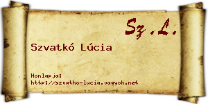 Szvatkó Lúcia névjegykártya
